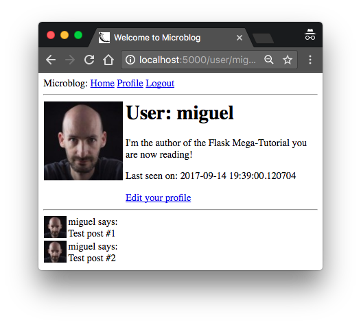 User Profile Page with Edit Link