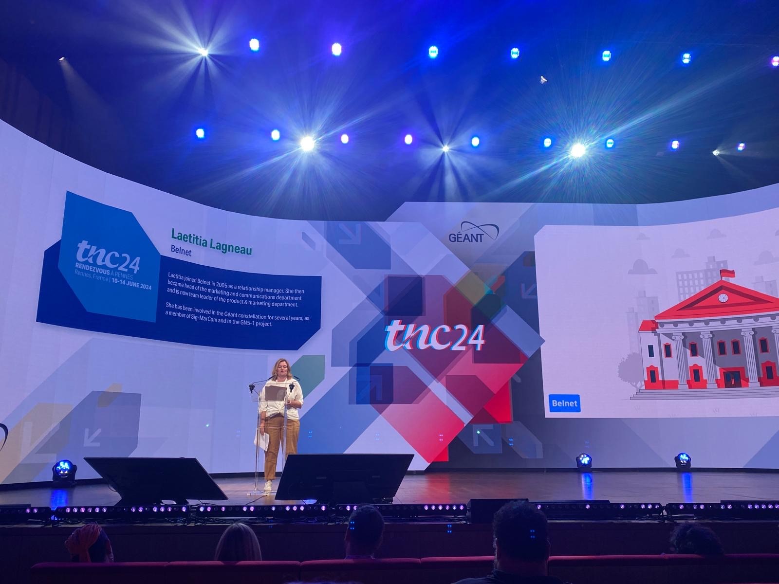 Photo of Belnet's presentation on FedSender at the TNC 2024 conference