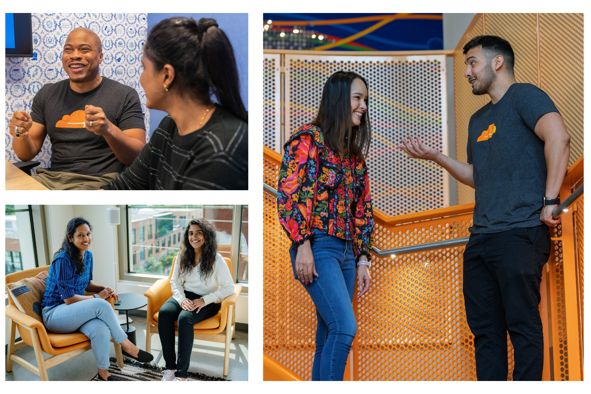 Collage of Cloudflare employees in the office