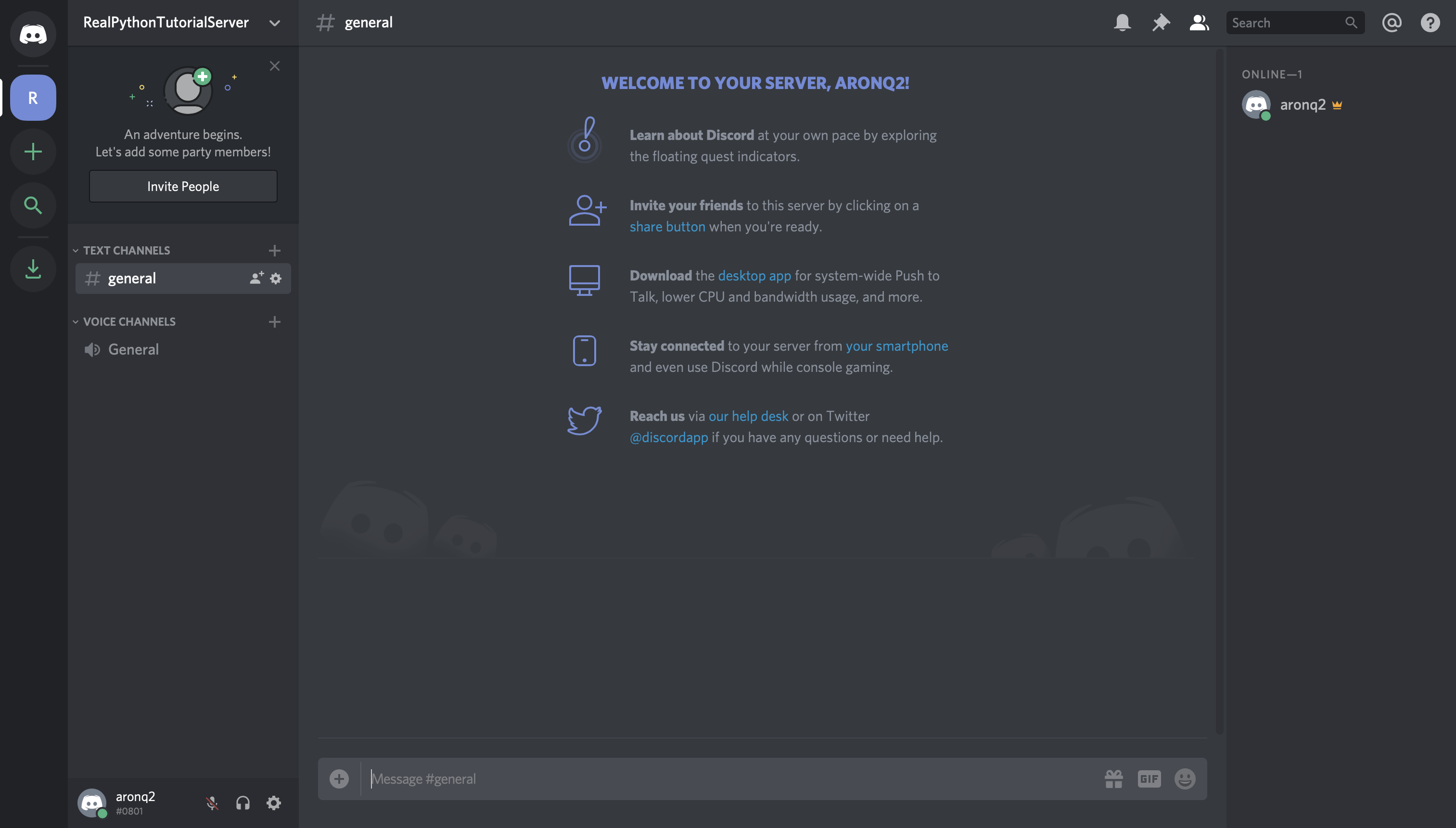 Discord: Newly Created Server