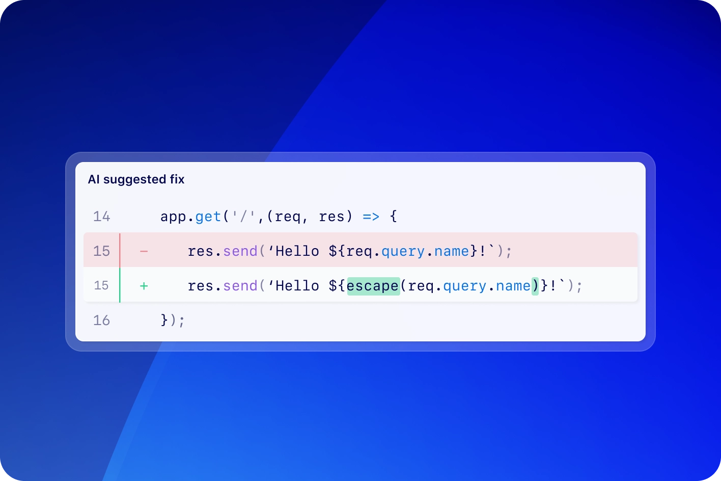 The image displays a code snippet from a JavaScript file named "collection.js" located in the "routes" directory. The code is highlighted in three steps, with Step 1 being the focus. In Step 1, the variable "jsonQuery" is assigned the value of "req.query.query". The code snippet includes four lines where variables are defined and assigned values from the request query object. The background has a gradient blue color.