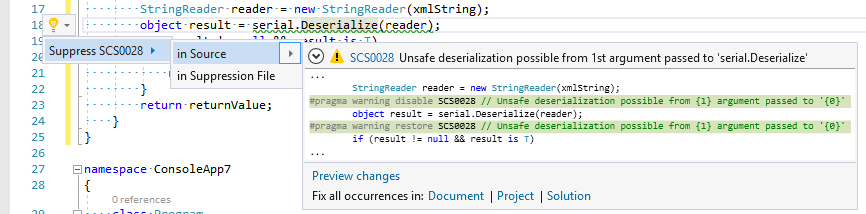 Suppress in context menu